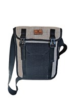 Sacoche explorateur toile 100 pour cent chanvre Noir et Naturel - Le Canebier en Provence